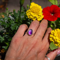 7 Purple Amethyst Sterling Silver Stacker Ring (Size 7)