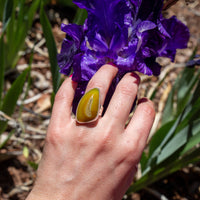 6 Druzy Yellow Agate Sterling Silver Statement Ring (Size 6)