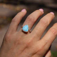 8 Golden Hills Turquoise Sterling Silver Stacker Ring (Size 8)