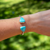 Campitos Turquoise Double Stone Sterling Silver Open Cuff