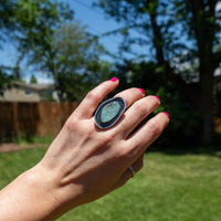 6 Light Blue Druzy Quartz Sterling Silver Statement Ring (Size 6)