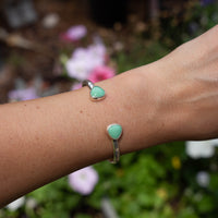 Lucin Variscite Double Stone Sterling Silver Open Cuff #2