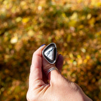 8.75 White Buffalo Turquoise Sterling Silver Statement Ring (Size 8.75)