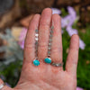 Chinese Turquoise Oxidized Coin Chain Sterling Silver Threader Earrings