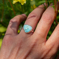 7.25 Golden Hills Turquoise Sterling Silver Stacker Ring (Size 7.25)