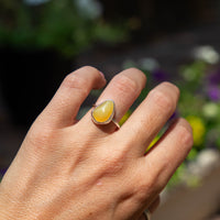 7 Yellow Opal Sterling Silver Stacker Ring (Size 7)