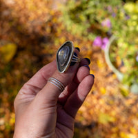 7.5 Rainbow Moonstone Sterling Silver Statement Ring (Size 7.5)