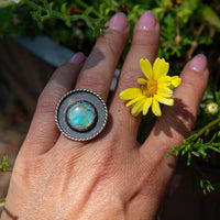 6.5 Sterling Opal Sterling Silver Circle Statement Ring (Size 6.5)