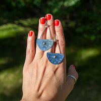Half Oval Stamped Sterling Silver Earrings #8