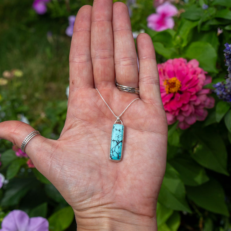 24" Hubei Turquoise Sterling Silver Layering Necklace