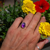 7 Purple Amethyst Sterling Silver Stacker Ring (Size 7)