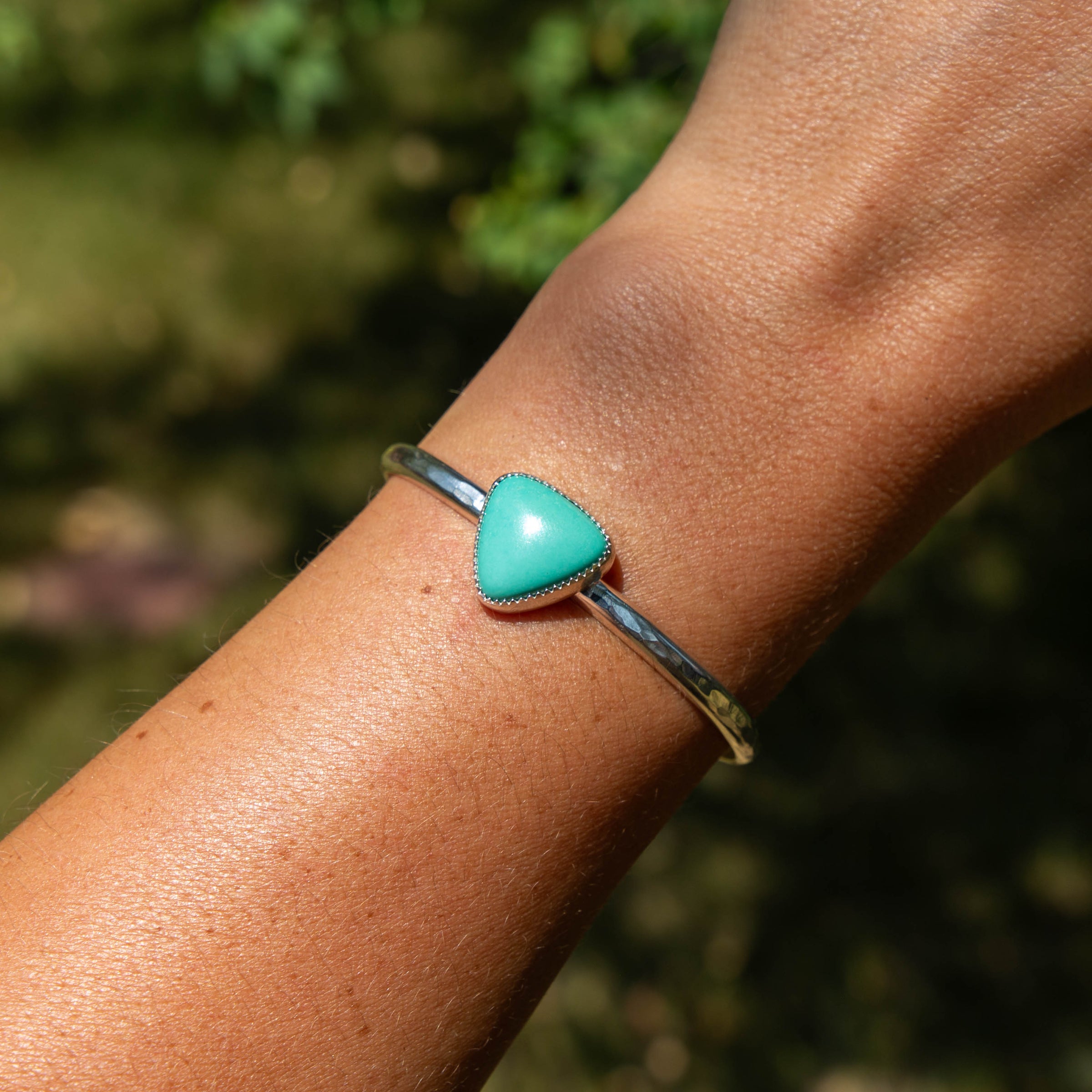 Carico Lake Turquoise Triangle Sterling Silver Cuff