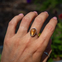 7.75 Golden Fire Moonstone Sterling Silver Stacker Ring (Size 7.75)
