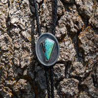 42" Hubei Turquoise Shadowbox Sterling Silver Bolo