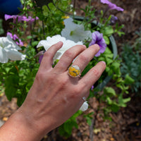 9.5 Bumblebee Jasper Sterling Silver Circle Ring (Size 9.5)