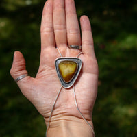 40" Yellow Druzy Agate Sterling Silver Chain Bolo La Femme