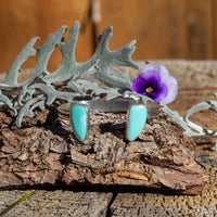 Campitos Turquoise Double Stone Sterling Silver Open Cuff