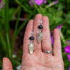 Black Onyx & Druzy Quartz Sterling Silver Dangle Earrings