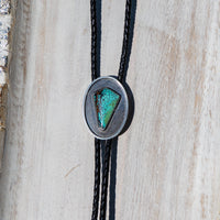 42" Hubei Turquoise Shadowbox Sterling Silver Bolo