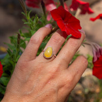 7 Yellow Opal Sterling Silver Stacker Ring (Size 7)