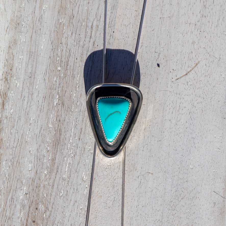 36" Persian Turquoise Adjustable Sterling Silver Chain Bolo La Femme | Southwestern Statement Jewelry