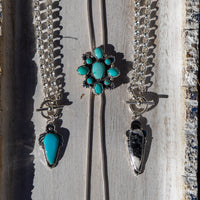 20" Royston Turquoise Sterling Silver Chunky Chain Front Toggle Necklace