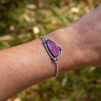 Cobalto Calcite Sterling Silver Slider Adjustable Bracelet - 8.5"