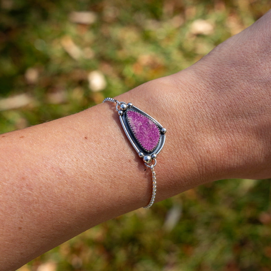 Cobalto Calcite Sterling Silver Slider Adjustable Bracelet - 8.5"