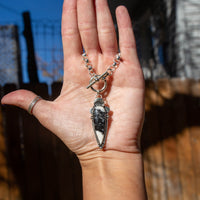 20" White Buffalo Turquoise Sterling Silver Chunky Chain Front Toggle Necklace