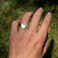 6.5 Light Blue Chalcedony Sterling Silver Stacker Ring (Size 6.5)
