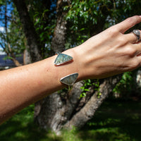 Labradorite Double Stone Sterling Silver Open Cuff