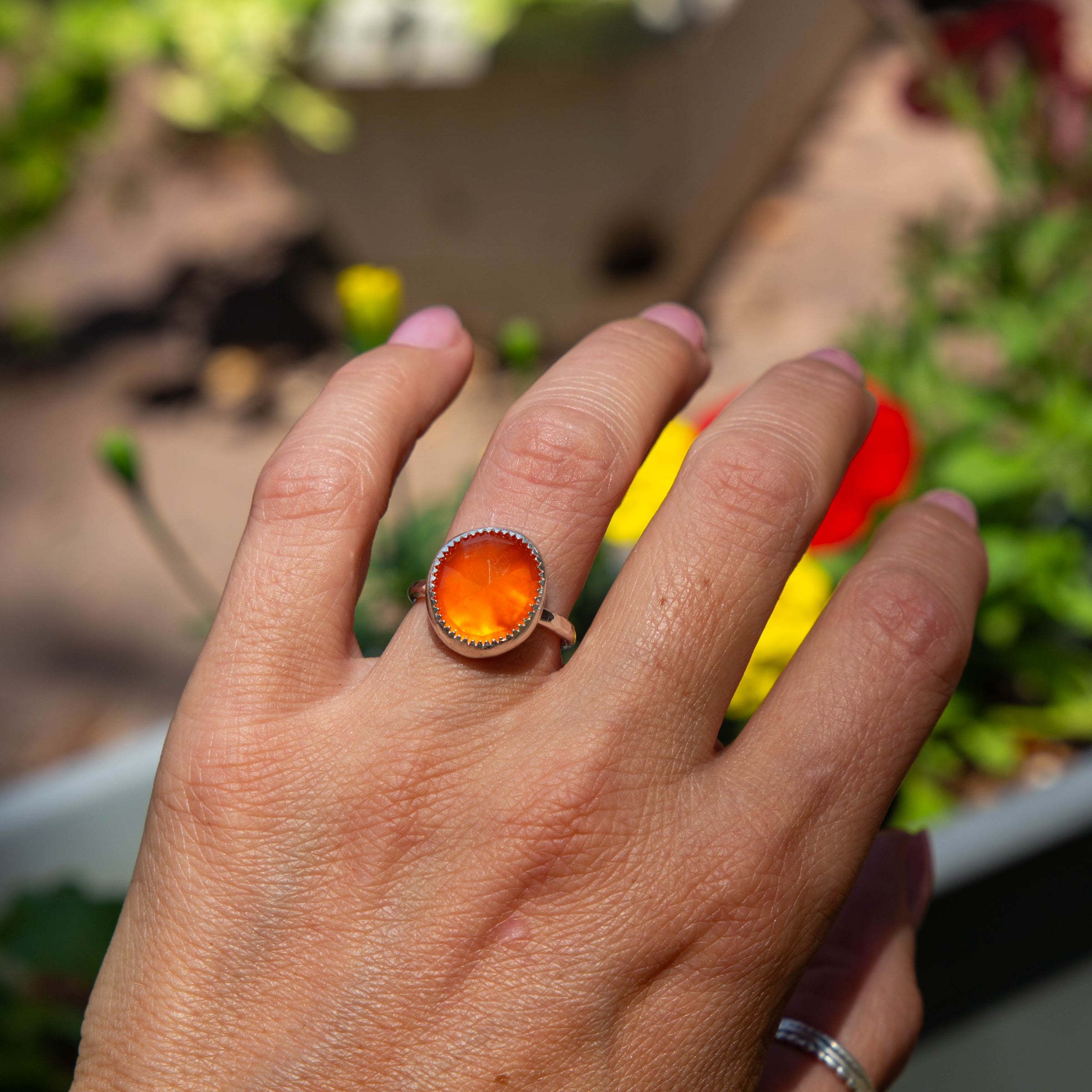 6.5 Carnelian Sterling Silver Stacker Ring (Size 6.5)