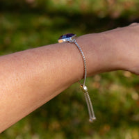 Amethyst Sterling Silver Slider Adjustable Bracelet - 8.5"