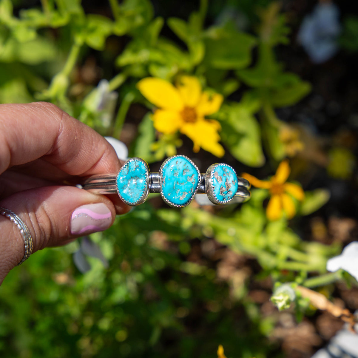Sleeping Beauty 3-Stone Turquoise Statement Cuff #2