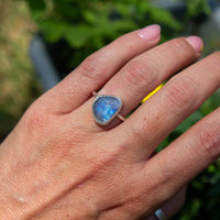 8 Moonstone Sterling Silver Stacker Ring (Size 8)