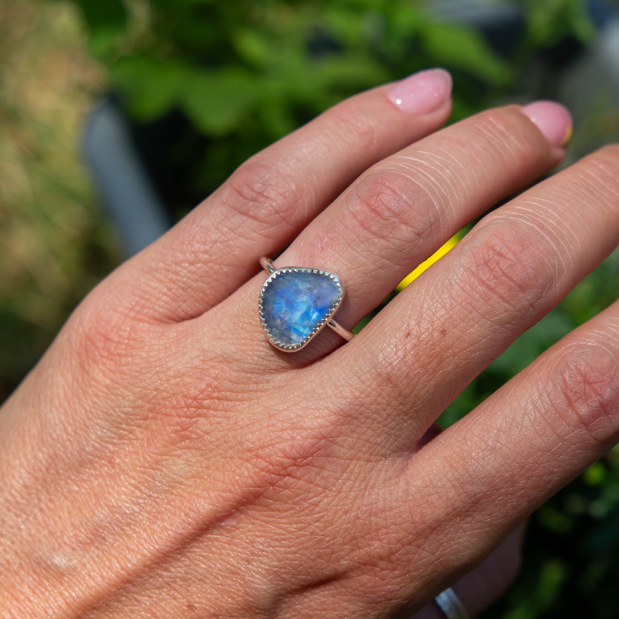 8 Moonstone Sterling Silver Stacker Ring (Size 8)