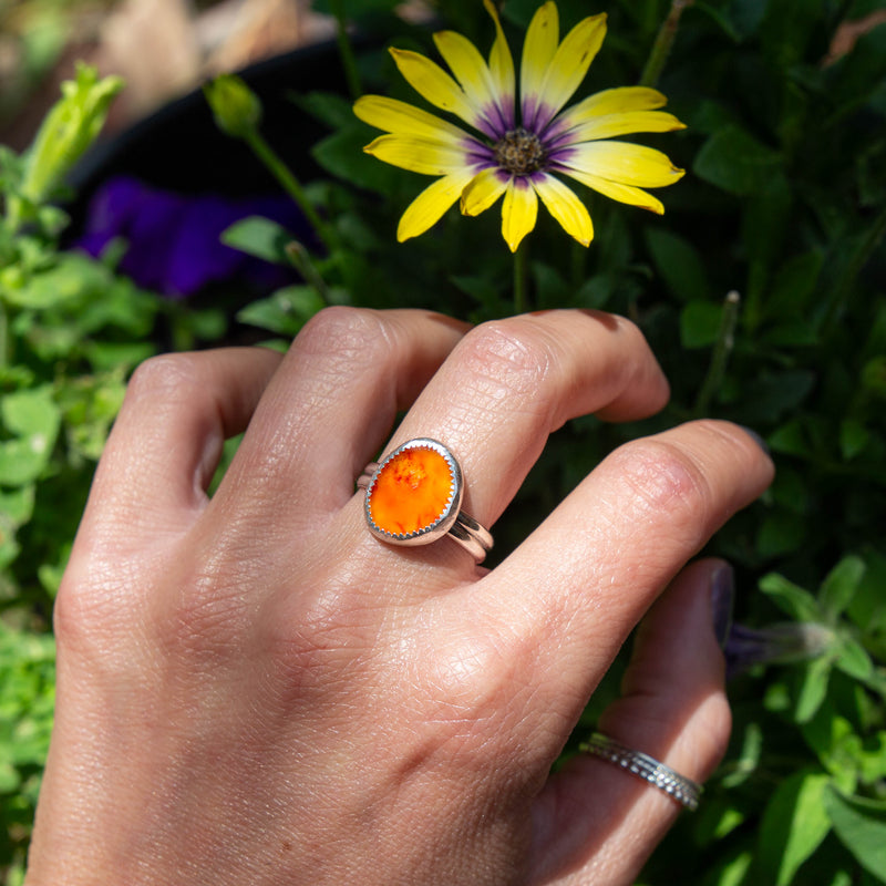 9.25 Carnelian Sterling Silver Ring (Size 9.25)