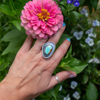 7.25 Royston Turquoise Sterling Silver Statement Ring (Size 7.25)