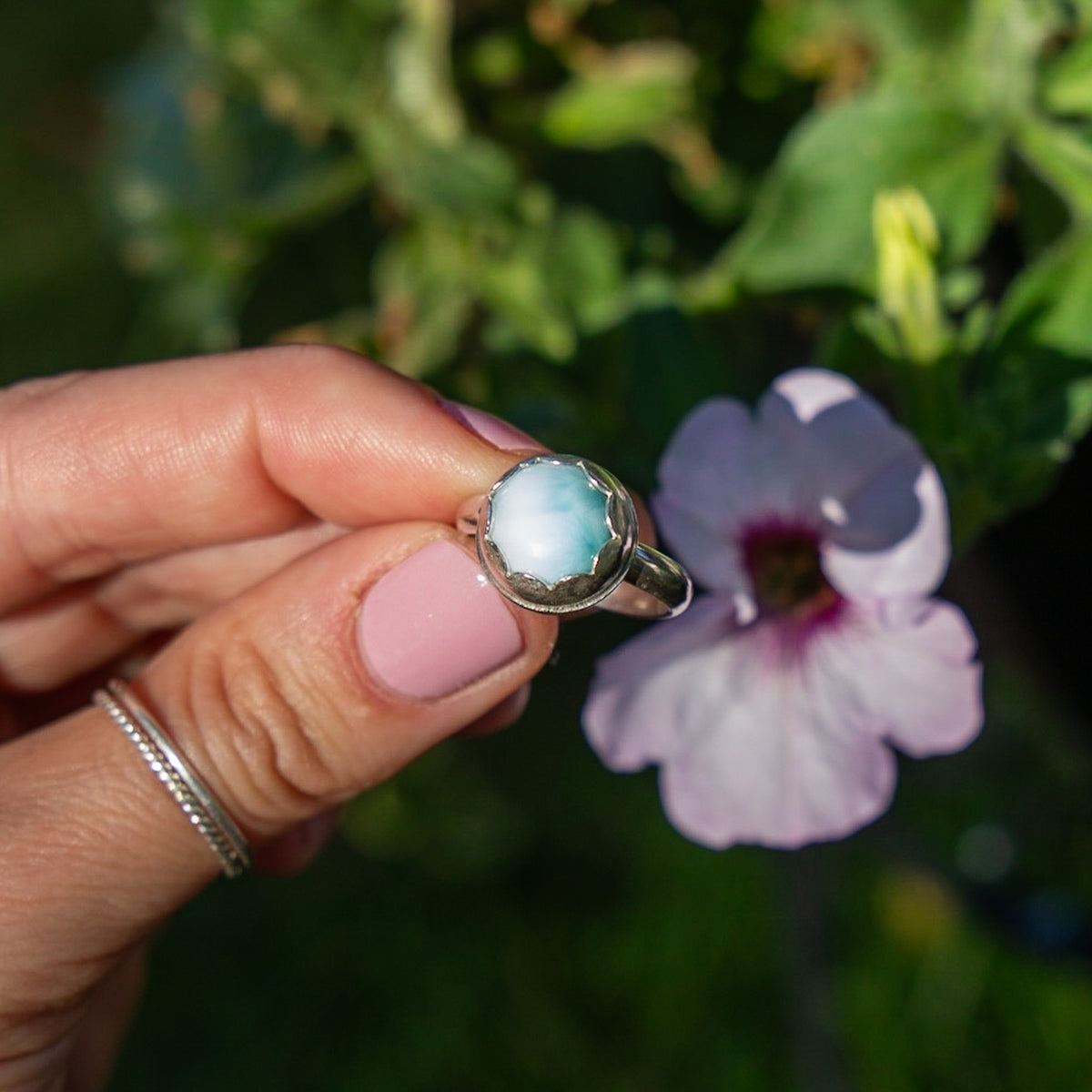 6 Larimar Sterling Silver Ring (Size 6)