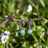 Turquoise Sterling Silver Mini Hoop Earrings