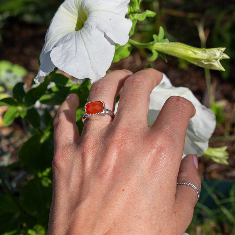 6.5 Carnelian Sterling Silver Ring (Size 6.5)