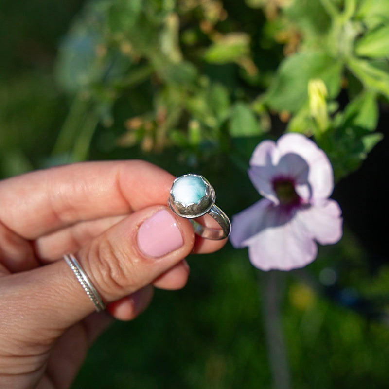 6 Larimar Sterling Silver Ring (Size 6)