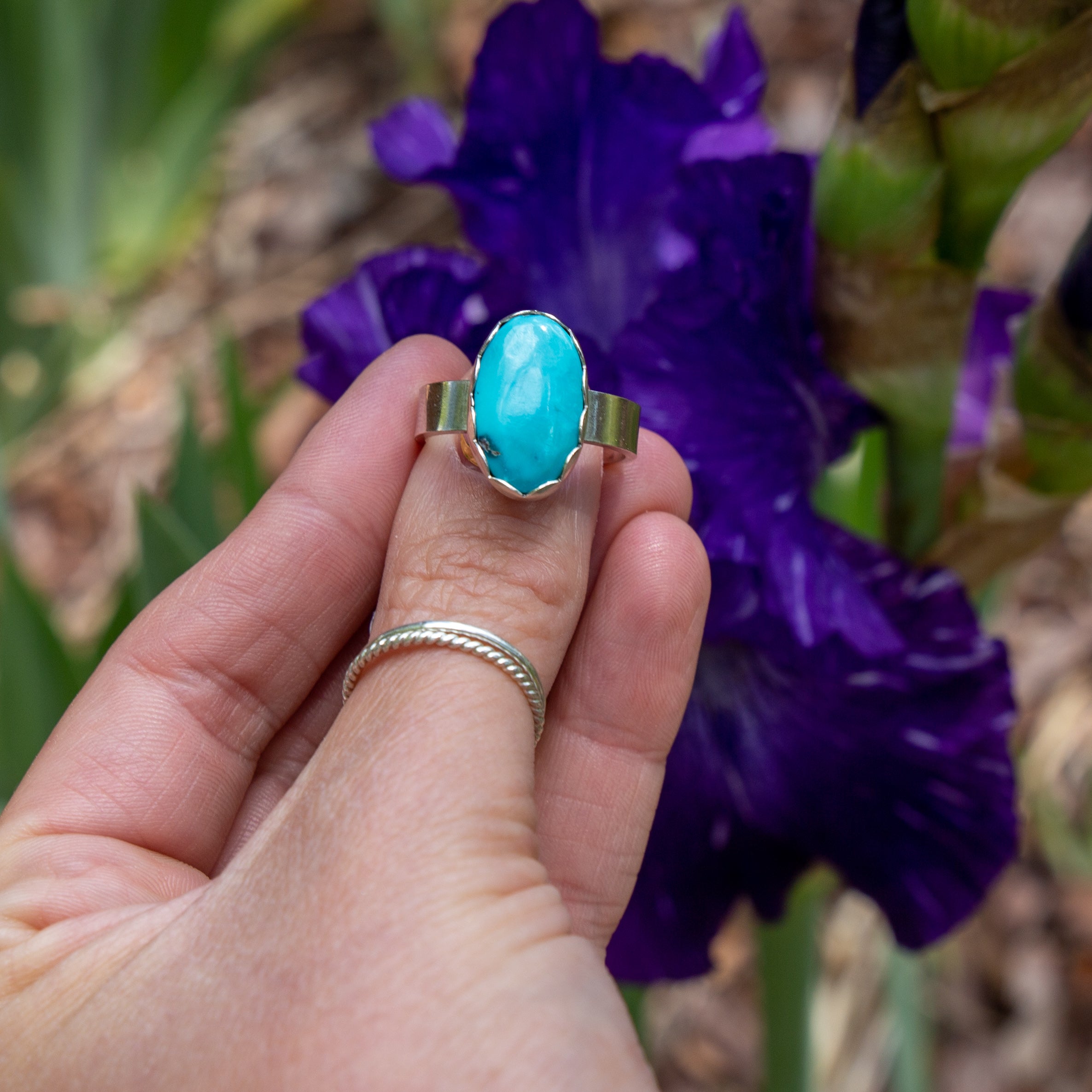 8 Sleeping Beauty Turquoise Sterling Silver Ring (Size 8)