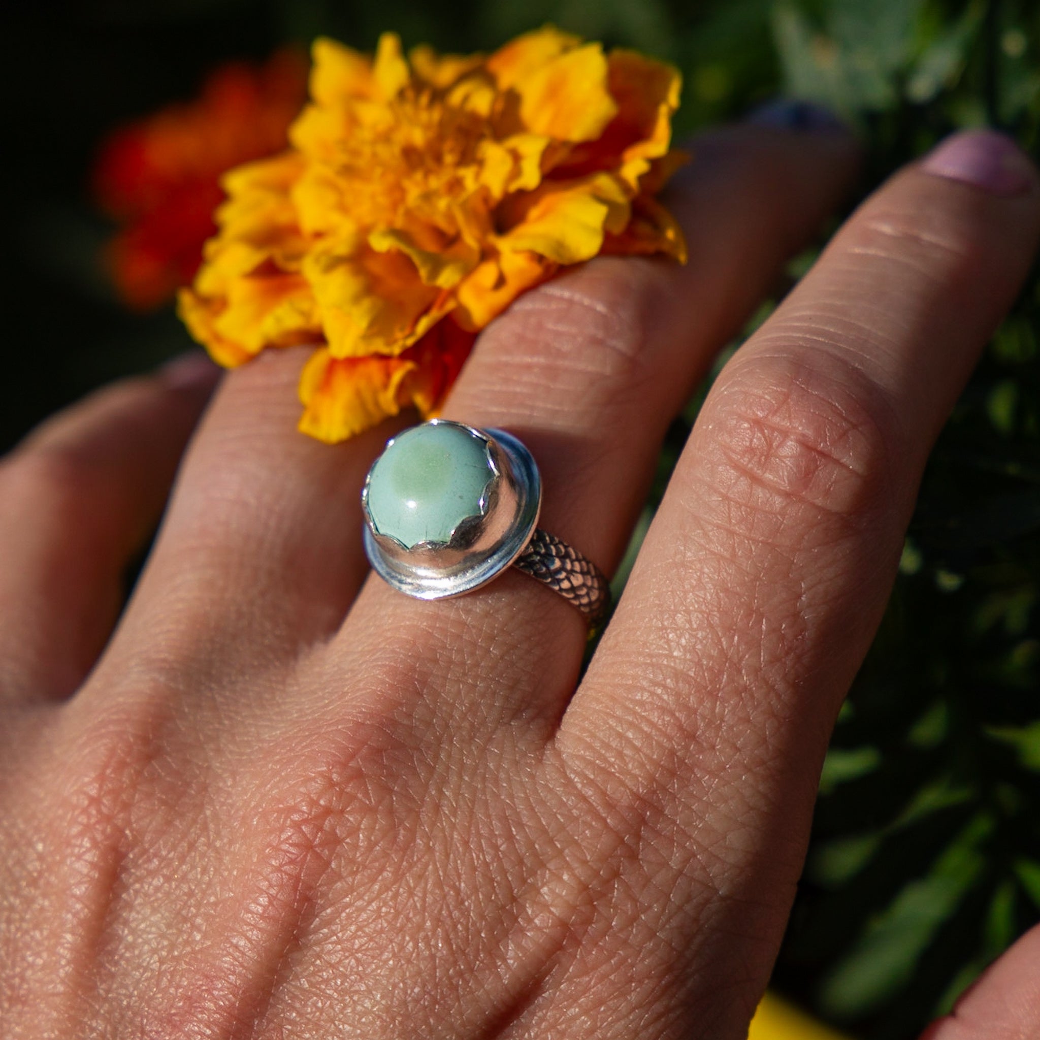 7.5 Turquoise Sterling Silver Ring (Size 7.5)