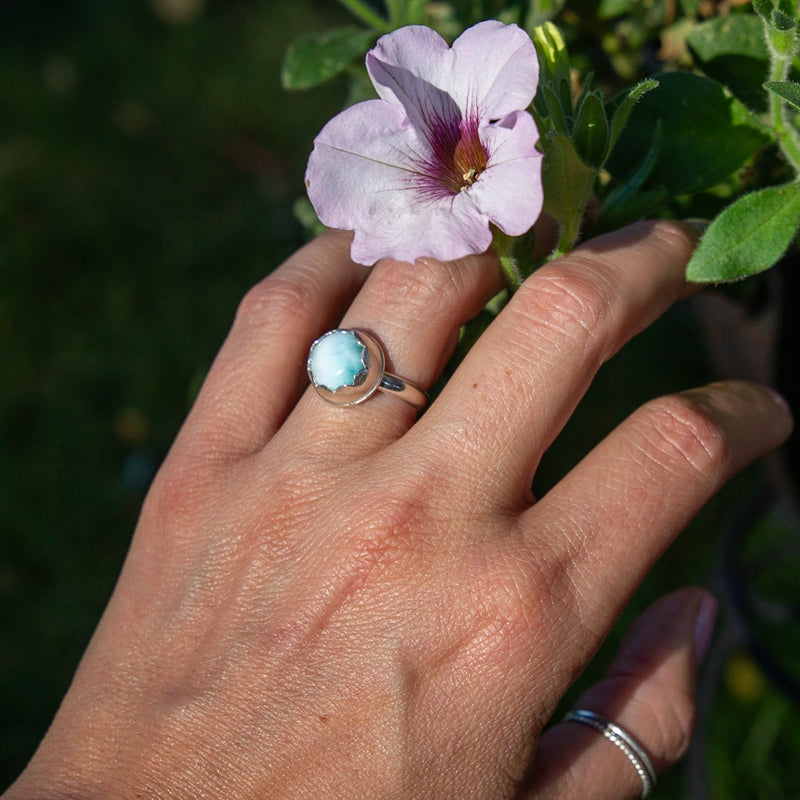 6 Larimar Sterling Silver Ring (Size 6)