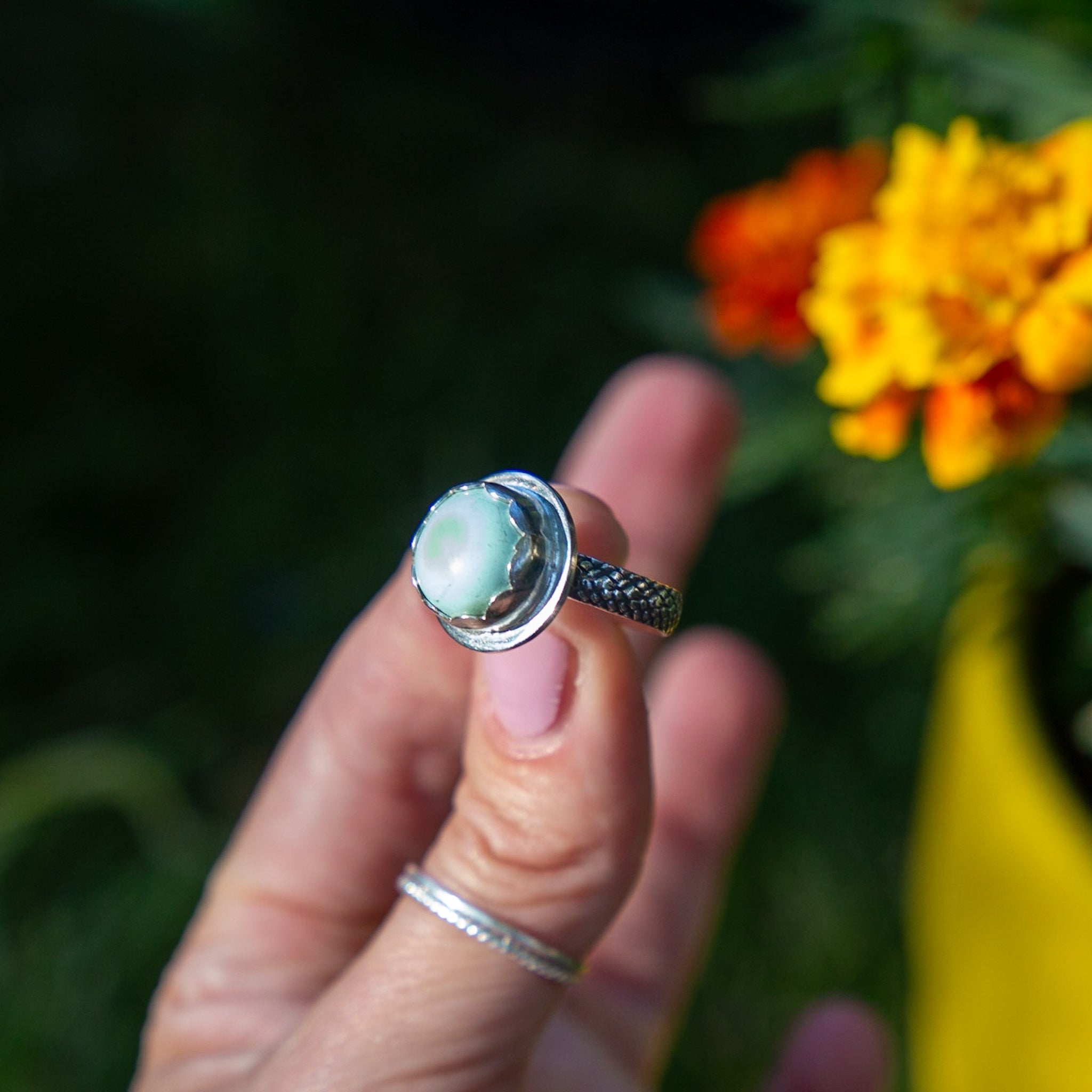 7.5 Turquoise Sterling Silver Ring (Size 7.5)