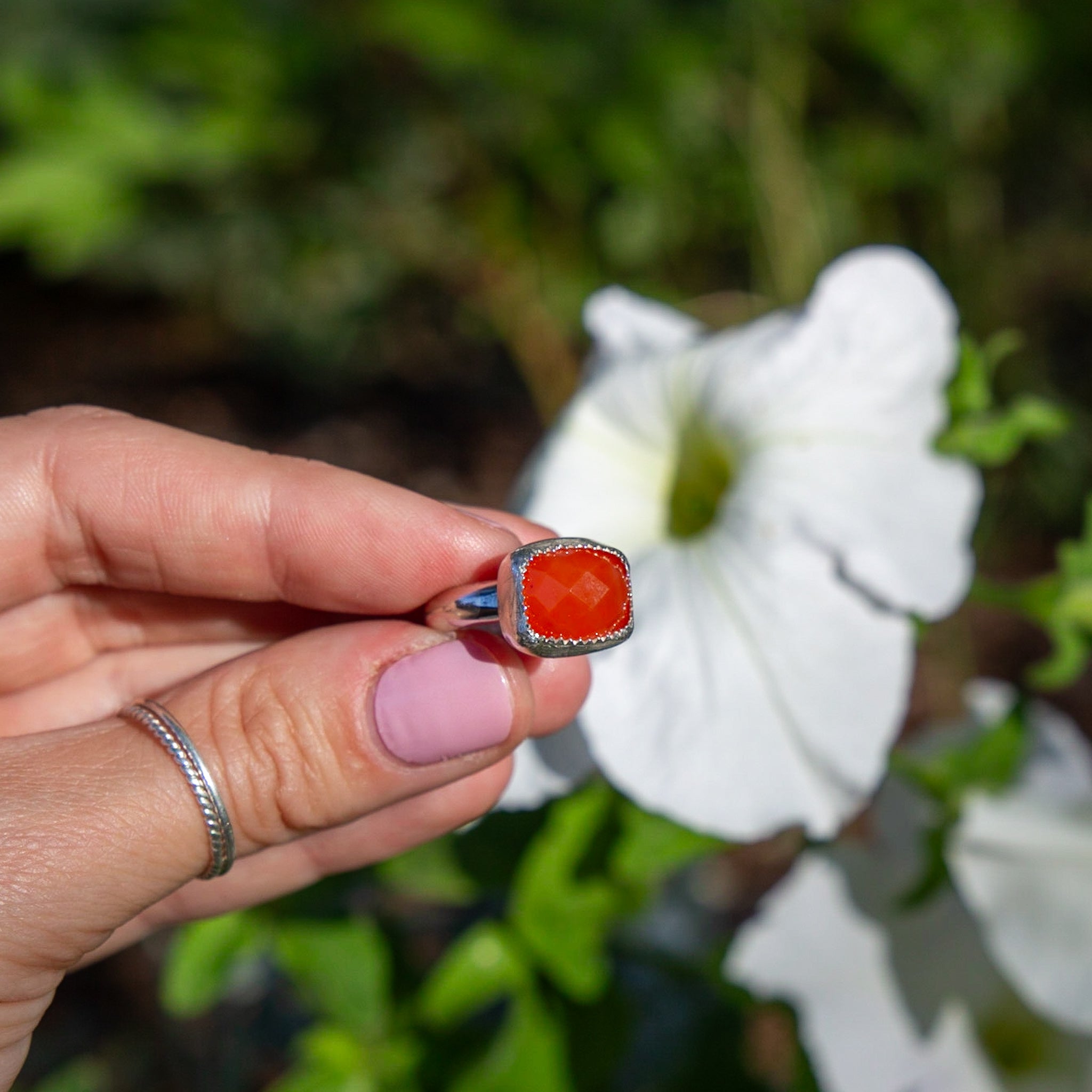 6.5 Carnelian Sterling Silver Ring (Size 6.5)