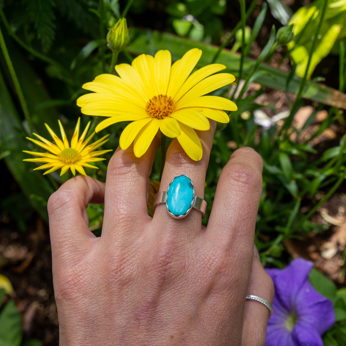 8 Sleeping Beauty Turquoise Sterling Silver Ring (Size 8)