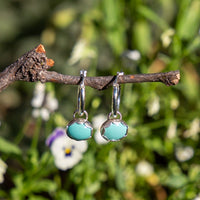 Turquoise Sterling Silver Mini Hoop Earrings