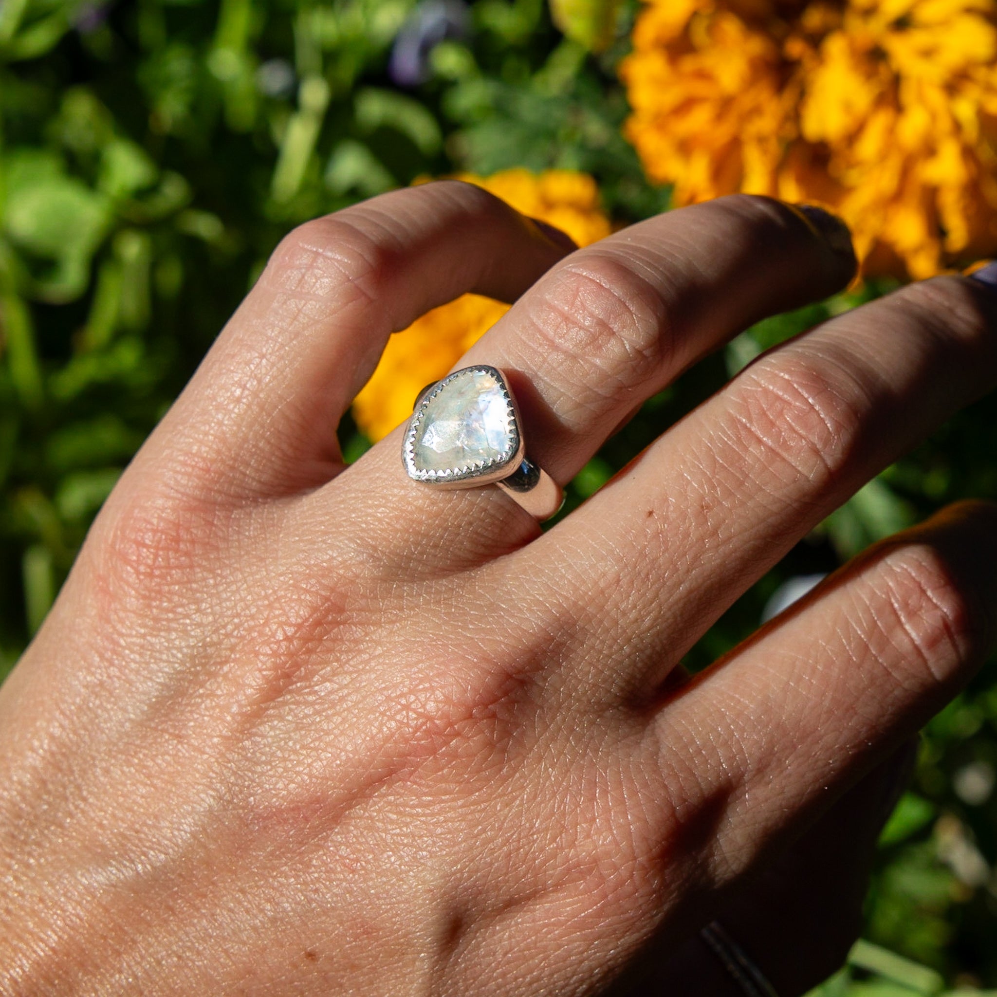 7 Moonstone Sterling Silver Ring (Size 7)